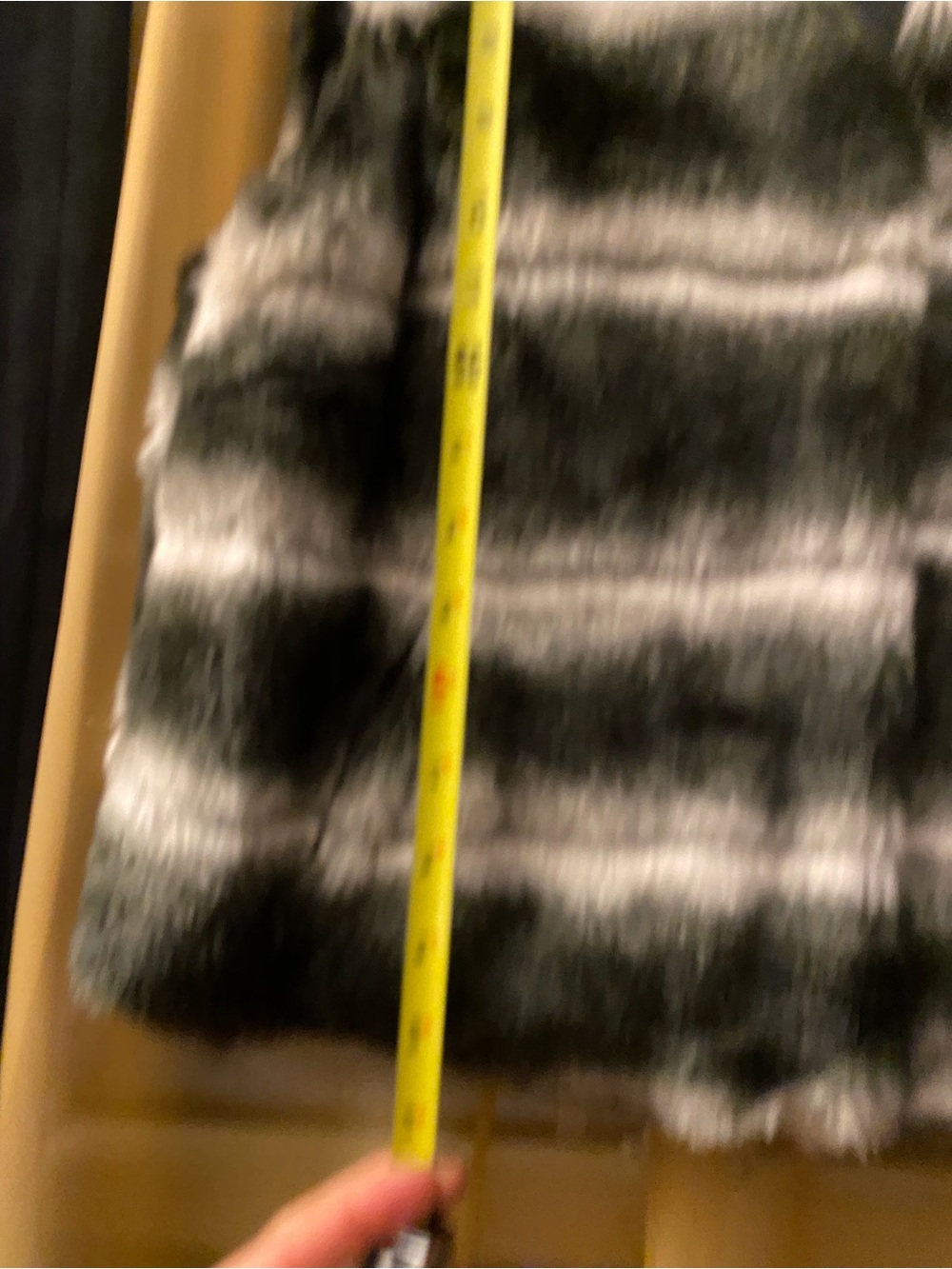 Tahari Black and Gray Striped Faux Fur Vest - Picture 2 of 5
